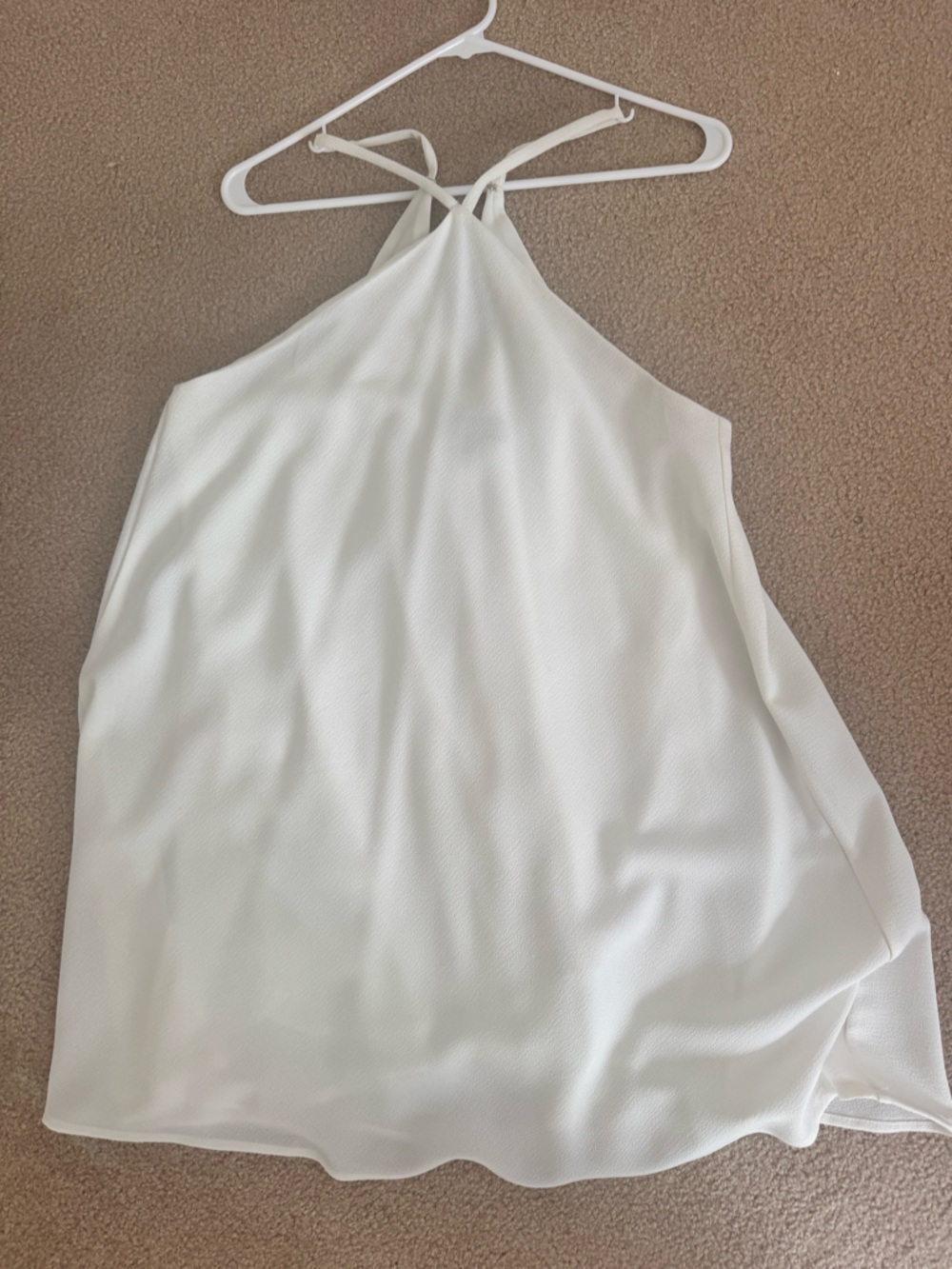 Lulu’s White Halter Neck Flowing dress Large